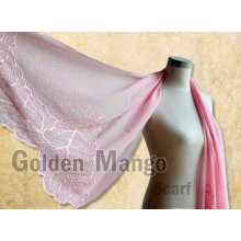 Einfache Farbe Stickerei Silk Shawl